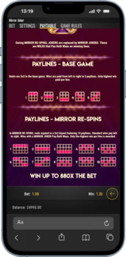 Mirror Joker paylines